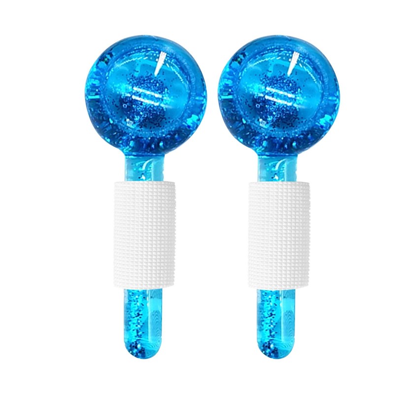 2PCS Globes Facial Roller Cold Hot Skin Massager Crystal Glass