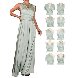 GORAIS Women Infinity Dress for Bridesmaid Long Evening Maxi Wrap Dresses Convertible Prom Wedding Gown Sage Green