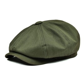 BOTVELA Men's 8 Piece Newsboy Flat Cap 100% Cotton Gatsby Ivy Golf Cabbie Hat (Green, 7 5/8)