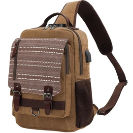 Leaper Retro Crossbody Bag Sling Bag Canvas Messenger Bag for Men Women Shoulder Bag Crossbody Handbags Satchel Geometric Coffee XL