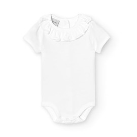 BABIDU Cuello Volante Manga Corta Unisex Baby Bodysuit Tailored, White