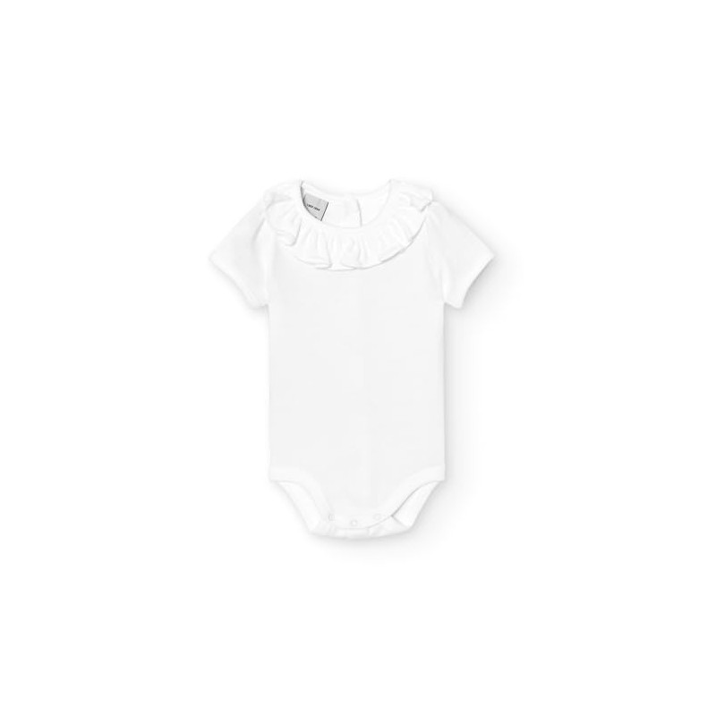 BABIDU Cuello Volante Manga Corta Unisex Baby Bodysuit Tailored, White