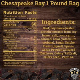 Lone Star Chesapeake Bay Flavored Beef Jerky - 1 Pound Resealable Bag - Hickory Smoked Handcrafted Flavor - High Protein Healthy Meat Snack
