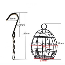 4pcs Fat Ball Bird Feeder,Black Metal Fat Ball Bird Holder, Hanging Bird Feeder Metal Fat Ball Bird Holder with 4 S-shaped hooks for Outdoor Garden Wildlife Birds Finch Sparrow Robin