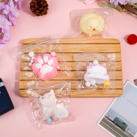 Bounlgsr 4 Pcs Taba Squishies Toy, Taba Squishies Chicks, Hamsters, Cat's Paws, Cat Soft Slow Rising Stress Relief Sensory Toys for Kids and Adults Anxiety Relief, Party Favors