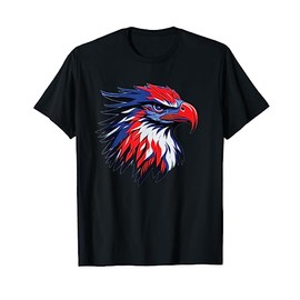 Vintage Eagle 4th of July Colors USA American Red White Blue T-Shirt, black