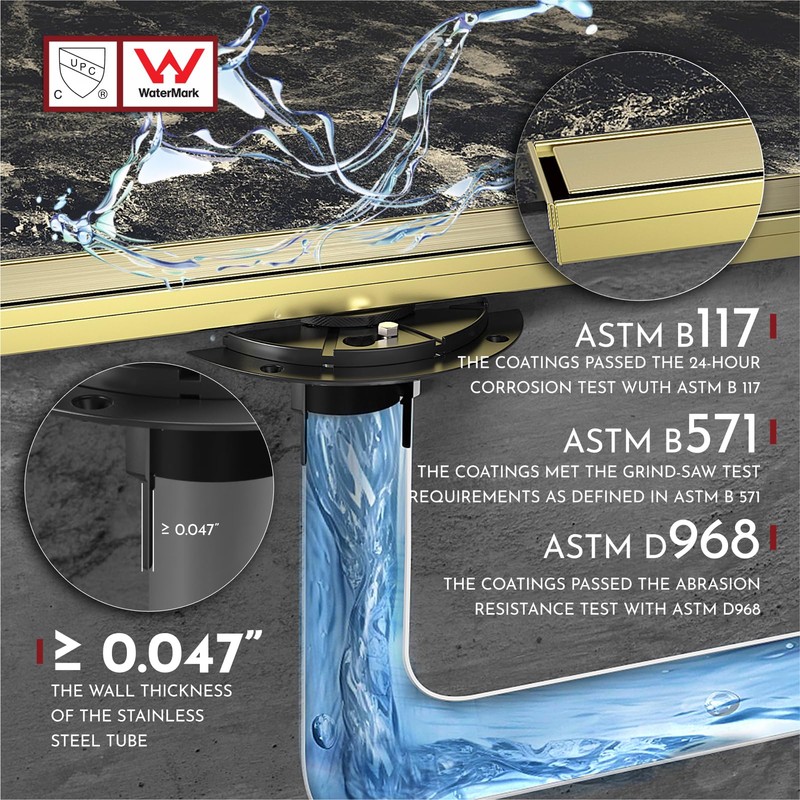 WEBANG 12 Inch Linear Shower Drain Rectangular Floor Drain with