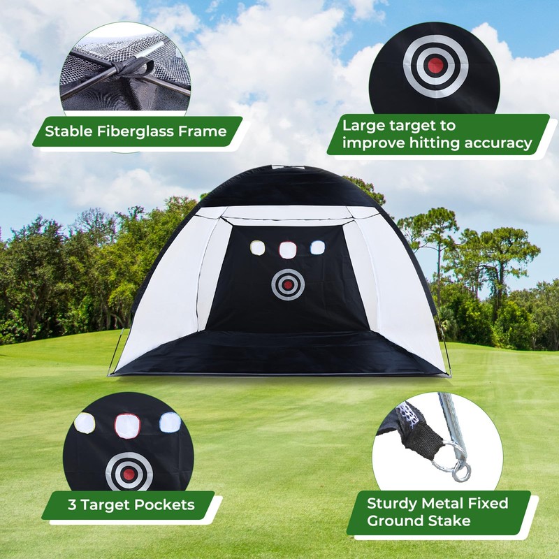 DAWOT 10x7ft Golf Practice Net and Mat, Golf Hitting Nets