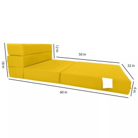 Danfuton Lounger Folding Foam Mattresses, Portable Sleepover Bed, 6 x 32 x 80, Yellow