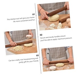 Zerodeko Practical Wooden Rolling Pin for Dough Pizza Making Solid Kitchen Tool Easy to Clean Comfortable Grip for Dumpling Cookie Baking