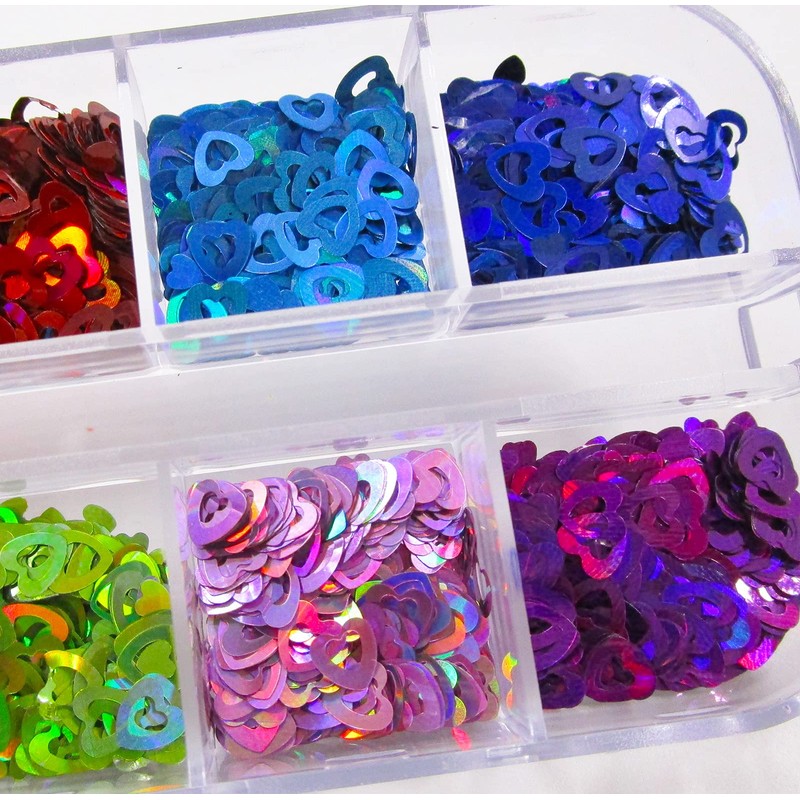 24 Colors Heart Nail Glitter Sequins Holographic Hearts Chunky Glitters