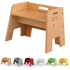 AVDAR Wooden Step Stool for Kids, 14” One Step Stool for Toddlers, Heavy Duty Non-tip Non-Slip for Bedroom/Kitchen