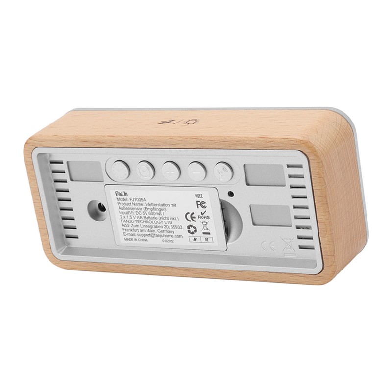 Digital Projection Alarm Clock VA HD Color Screen Wooden Weather