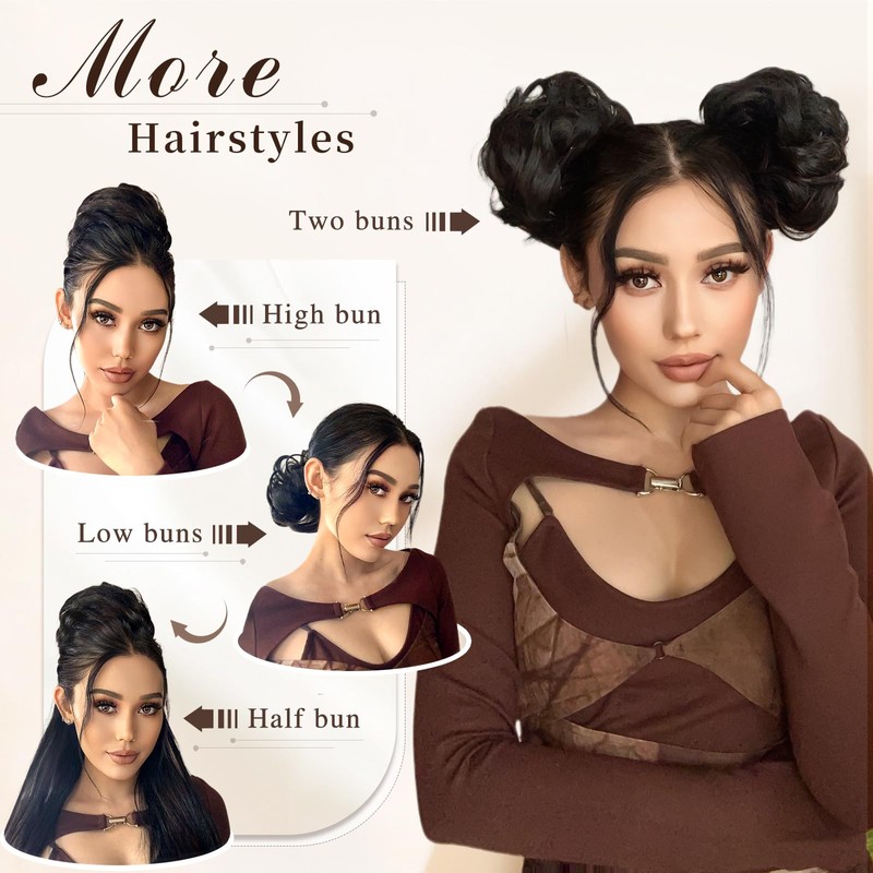 HMD Messy Bun Hair Piece Wavy Curly Scrunchies for Women