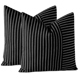 JOTOM Soft Striped Patchwork Decorative Throw Pillow Covers 50x50 cm Modern Cushion Covers 20x20 Inch Square Farmhouse Pillowcase for Couch Sofa Living Room Bed Home Decor Set of 2 (White Black)