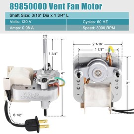 Criditpid 89850000 Ventilation Fan Motor Replacement for Nutone 668RP, 9965, 605RP, 665P, 668P, 9905, VH668P, 665RSP, 605P Bathroom Exhaust Fan Motor, J238-062-6404, S89850000 Vent Fan Motor