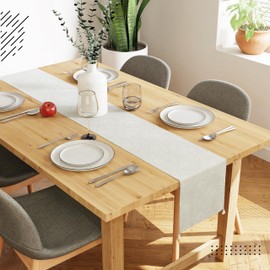 Encasa Dining Table Runner 13x72 in Long | Embossed Velvet | Cream Color with Premium Polyester - Machine Washable