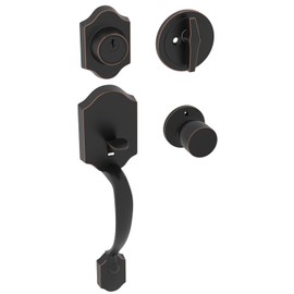 HOSOM Oil Rubbed Bronze Front Door Handle and Deadbolt Set, Single Cylinder Exterior Front Door Lock Set with Interior Door Knob,Reversible for Right and Left Handed Doors