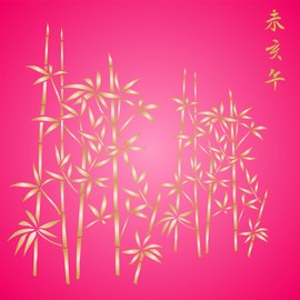Bamboo Stencil, 6.5 x 10.4 inches (M) Reusable Large Evergreen Garden Leaves Wall Stencil