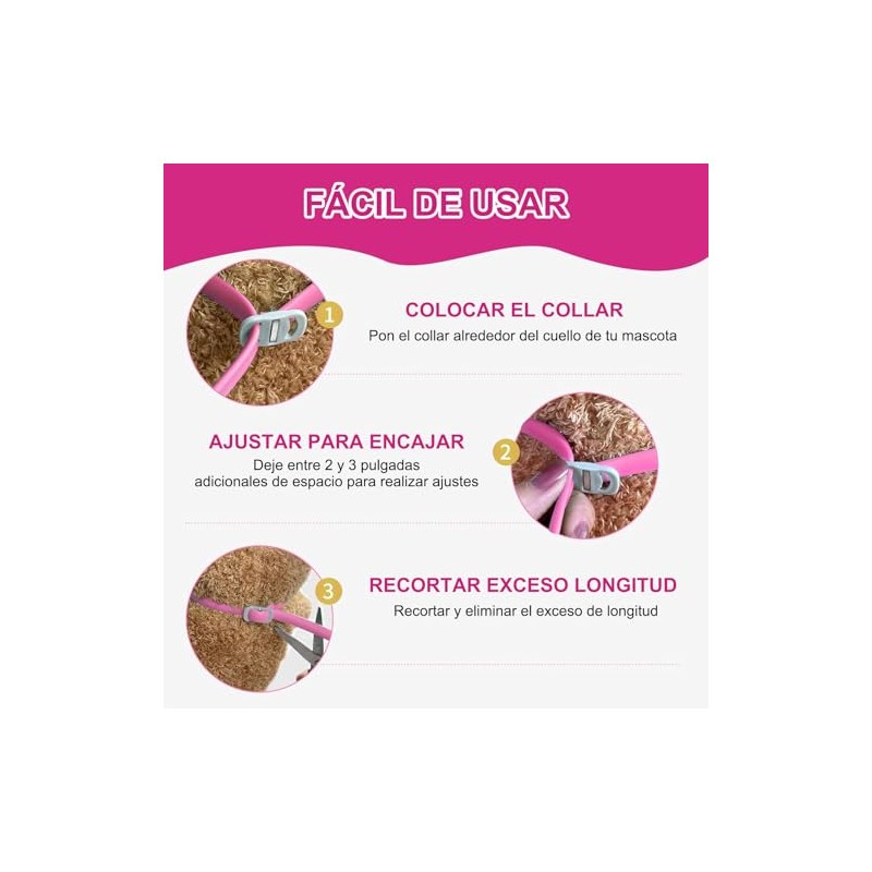 4 Pieza Collar con Hebilla, 65CM/26.6in (Rosa)