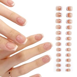 Bzzerumy False Fingernails for Sticking, 24 Pieces, Natural False Nails Set for Perfect Manicure, Press On Nails, Fake Nails, Kiss Nails, Short, Ideal for DIY Nail Art and Professional Applications