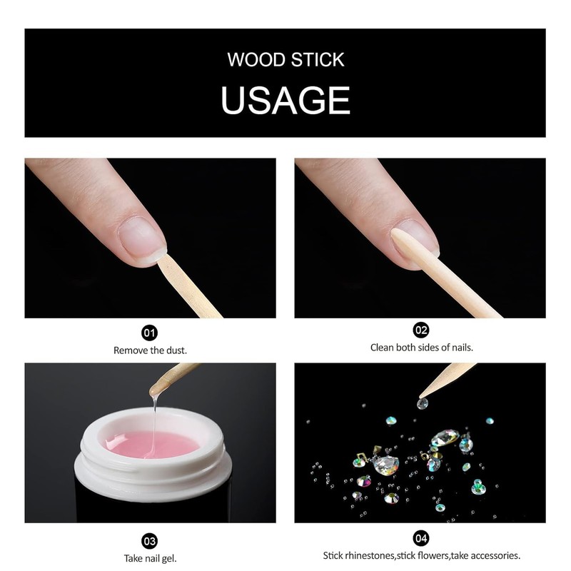 20PC Wooden Stick for Nails Double Sided Cuticle Pusher Remover