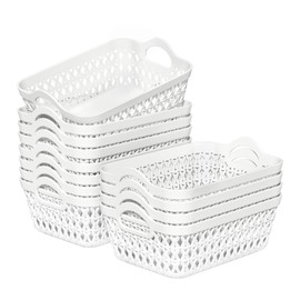Tyminin Plastic Storage Baskets with Handles, Set of 12 Mini Basket Tray