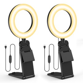 Evershop 5" Selfie Ring Light with Stand, Mini Ring Light for Laptop Monitor Computer Screen, Teams Zoom Meeting Light for PC Video Calls Webcam, Phone Holder with Continuous Output Lighting (2 Pack)