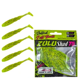 SEABUZZ Rubber Fish Fishing Lure Set Zulu Shad 5 Pieces x 75 mm - Pike Zander Perch Rubber Bait - Trout & Catfish Artificial Bait - Predator Fish Fishing Set - Fresh and Saltwater Fishing Equipment