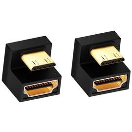 IOSSIOPPIA U-Shaped Mini HDMI to HDMI Adapter 8K Upward Angle UHD bidirectional Transmission HDMI to Mini HDMI Connector Suitable for Camera displays (2-Piece U-Shaped Upward Sloping Design)