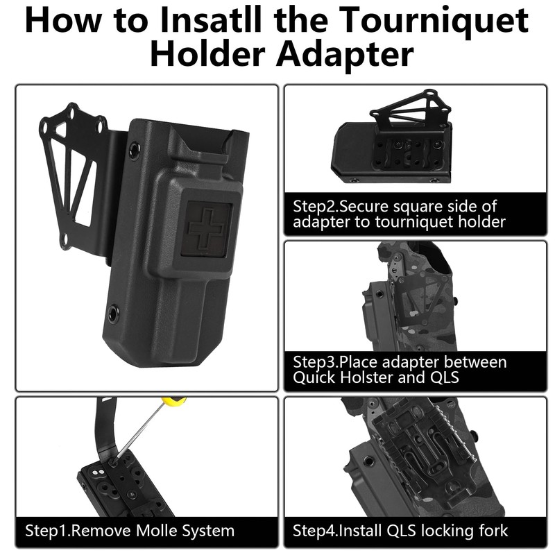 NIRIAHO Tactical Universal Duty Holster Extended Support Holder with Tourniquet