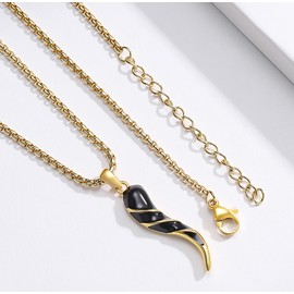 XIXLES Italian Cornicello Necklace Sterling Silver Italian Horn Pendant Necklace Men's Lucky Italian Gold Horn Jewellery Gift for Men Women, Sterling Silver