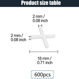 600 Pcs Tile Spacers 2mm,White Tile Spacers,Spacers Slab Spacers Cross Shaped Tile Spacers for Accurate Tile Positioning DIY Paving Tiling Garden Slabs Wall Tiler,Cheapest 2x2 Slabs