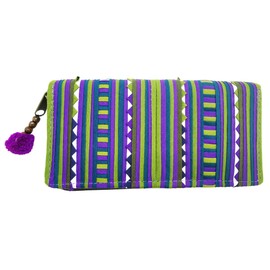 PANASIAM Akha Tribe Wallet Ethnic Cotton Purse Vegan & Fair, Blue Green, Casual