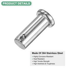 M METERXITY 6-Pack Single Hole Clevis Pins, M10 x 20mm 304 Stainless Steel Flat Head Clevis Pins for Mechanical Linkage/Fixed Parts/Ship Rigging, Link Hinge Pin Reusable