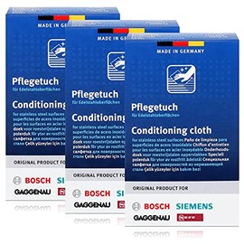 BSH Stainless Steel Cleaning Wipes for Bosch, Siemens, Gaggenau, Neff (Pack of 3)