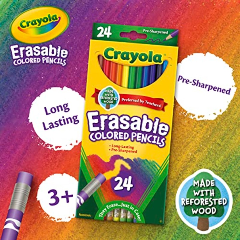 Crayola Erasable Colored Pencils (24ct), Kids Coloring Pencils for Coloring