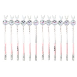 LEKAYIHU 12 Pcs Easter Pens Bunny Pens Gel Ink RollerBall Pens for Girls Students School Teens (Thin style)