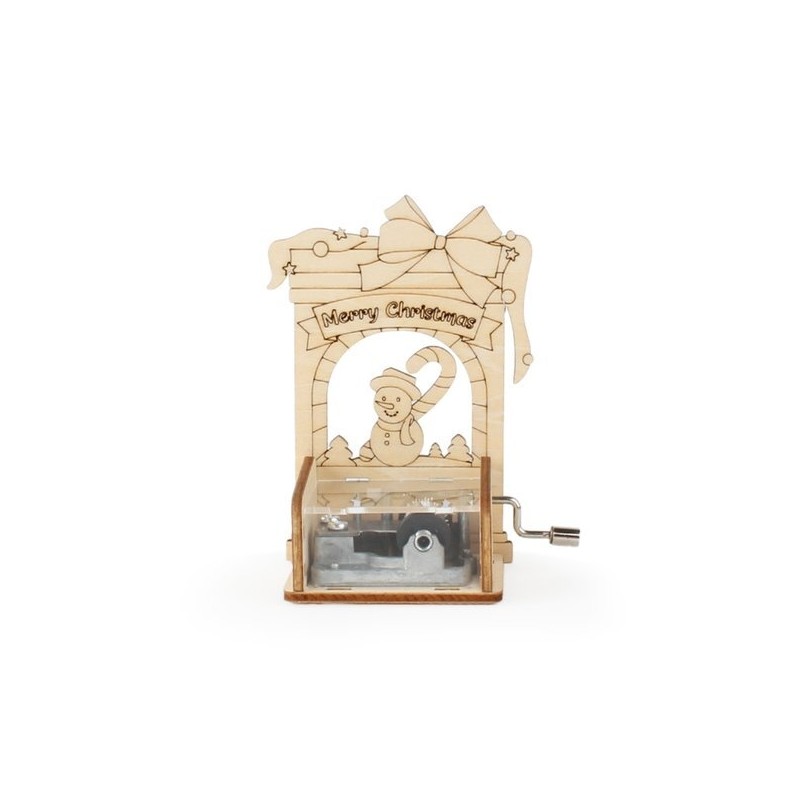 DIY Wooden 3D Assembly Puzzle Manual Music Box Christmas Fireplace