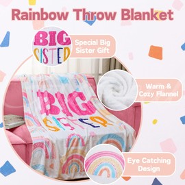 Glazeal Glazeal 5pcs Big Sister Gifts Set with Tumbler& Blanket for Girls, Big Sister Gift with 10oz Tumbler & Straw, 39 * 59inch Blanket, Big Sister Bracelet, Badge& Strap for Girls