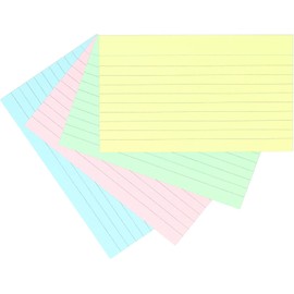 Silvine Record Card Bulk Pack of 500 | 5 x 100 5x3” Coloured Lined with Headline Record Cards – Size Small 127 x 76mm