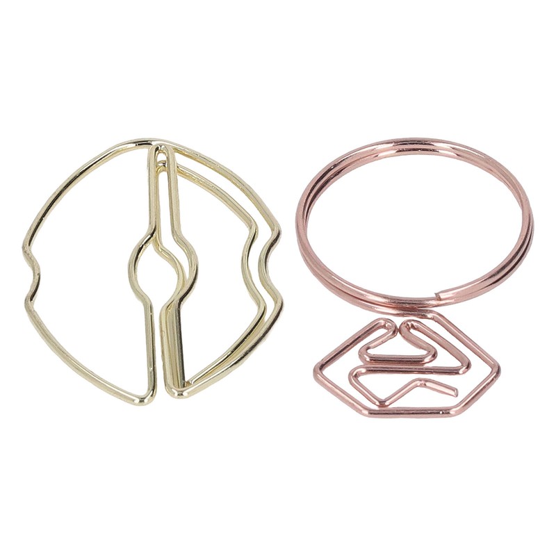 100pcs Metallic Paper Clips Lips Diamond Rings Shape Nonslip Portable