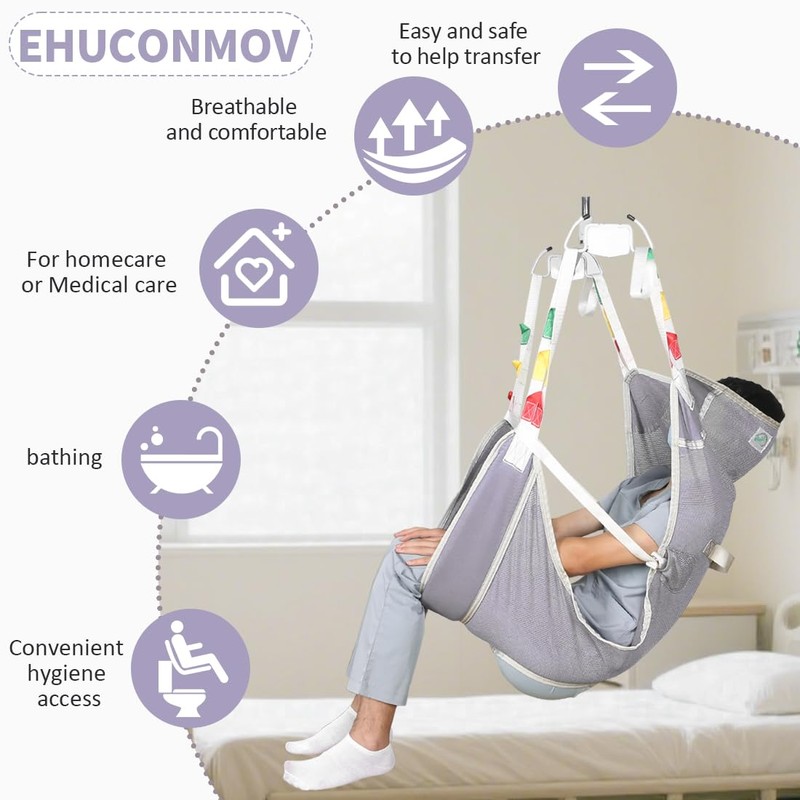 Patient Lift Sling for Elderly & Disabled-500-lb Capacity,Transfer Sling for