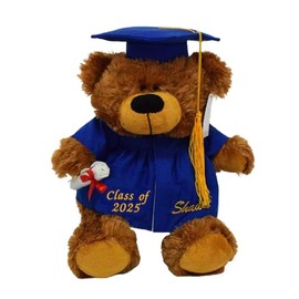 Tri Color Graduation Bear Class of 2025 Plush Gift Blue Gown Blue Hat 12 inch