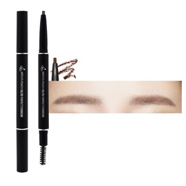 Witch's Pouch Selfie Perfect Eyebrow + Refill head 1ea Waterproof Double Head Oval type Screw Brush (01 Gray Brown)