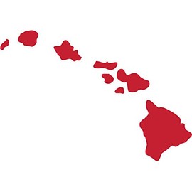 Picniva red Hawaii HI map Car Vinyl Decal Sticker Laptop, Window, Wall, Truck, Motorcycle 5 inchs Wide