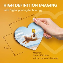 Destination Vinyl ltd Great Coasters (Set of 2) Heart - Border Collie Frisbee Beach Drink Glossy Coasters/Tabletop Protection for Any Table Type #15552