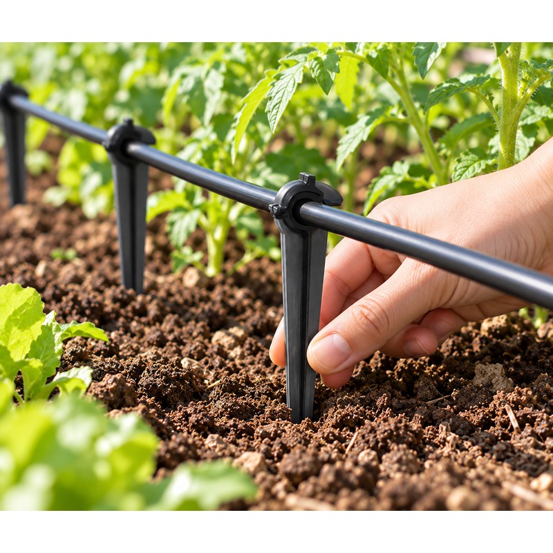Drip Irrigation Support Stakes for 4/7mm Tubing – 50-Piece C-Shaped