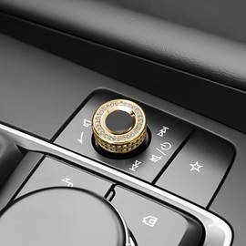 ONGOXD New Model Mazda 3 CX-30/CX-60 Exclusive Start Switch Ring Diamond Crystal Decoration Plate Interior Parts Crystal Treasure Osa Glossy Bling Styling Custom (Gold, Volume Knob Cover CX-30/CX-60/3