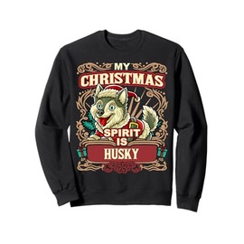 Husky My Christmas Spirit Dog Santa Claus Elf Reindeer Sweatshirt